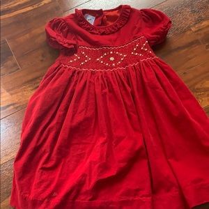 Bella Bliss Red corduroy smocked dress 4t
